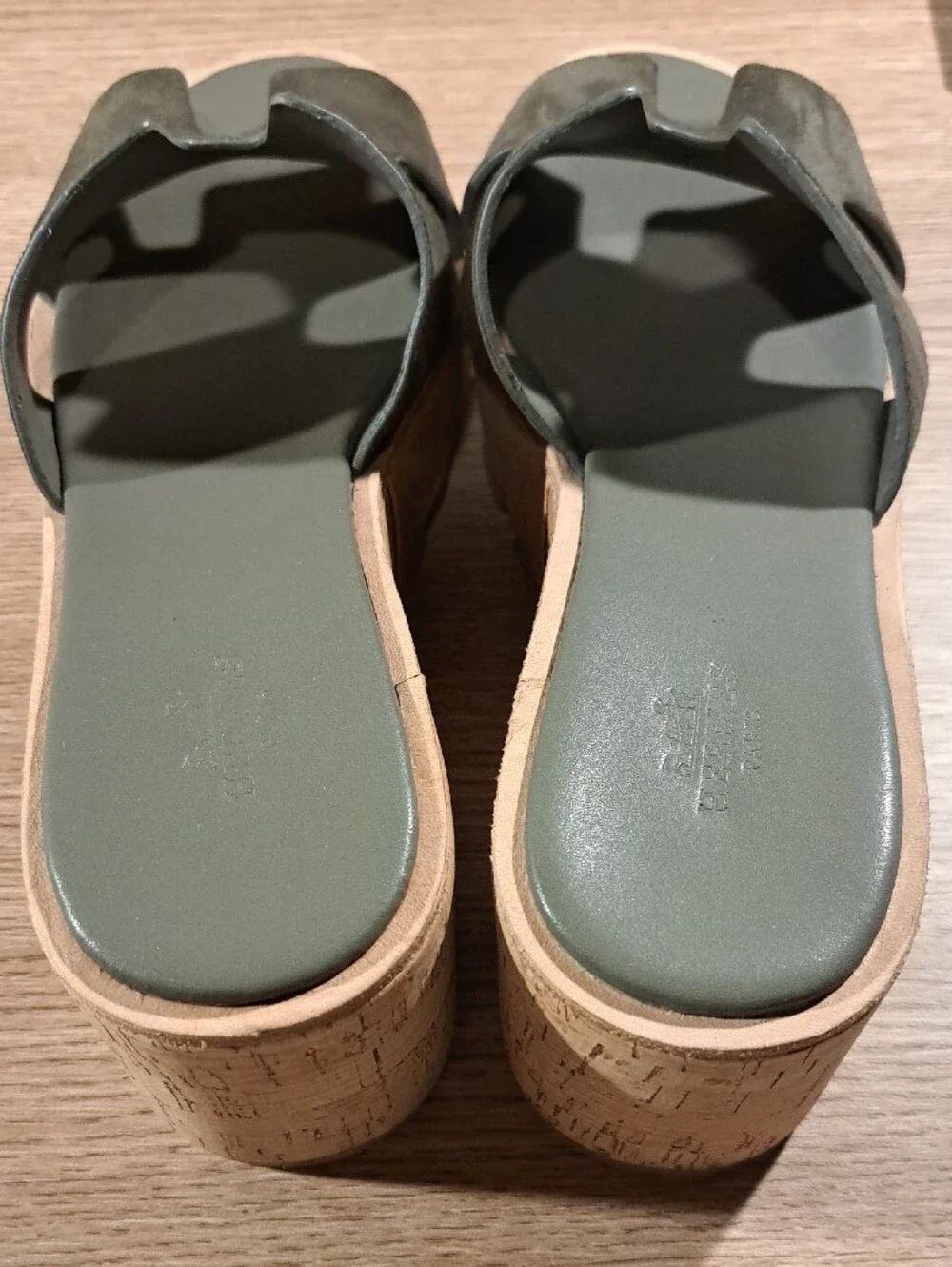 Unbranded Olive Suede Cork EZE 30 Style Platform Slides 8